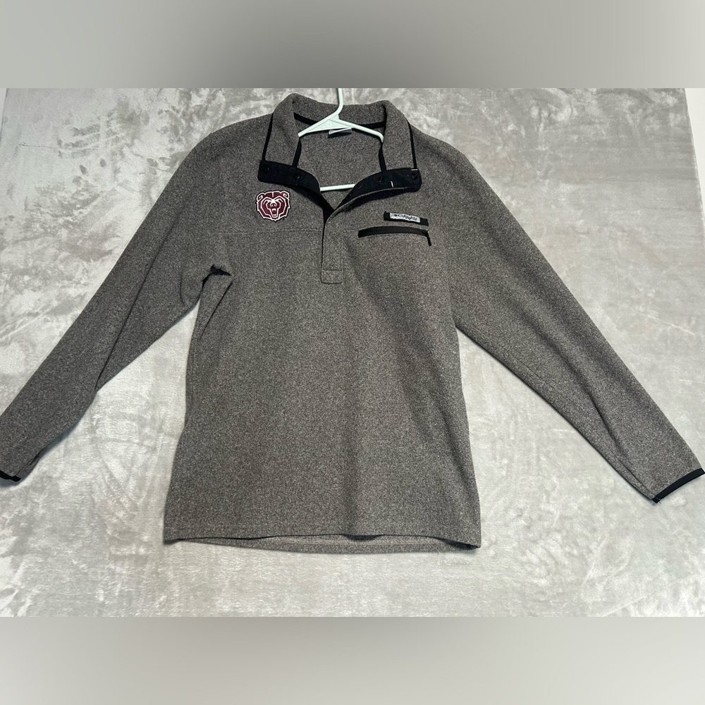 Columbia PFG Missouri State 1/4 Snap Up Pullover Men’s Small Gray Outdoor Fleece